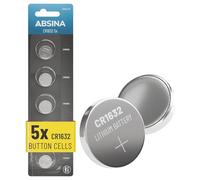 ABSINA 5x CR1632 3V lithium battery - leakproof & long-lasting CR 1632 batteries 3V - CR1632 battery for car keys, watches & more
