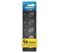 ABSINA 5x CR2025 3V Lithium battery - CR 2025 batteries leak-proof & long-lasting - CR2025 3V battery for car keys or scales - CR2025 batteries, CR 2025 batteries for car key, CR2025 battery