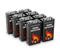 ABSINA 8x 9V battery smoke alarm alkaline - 9V batteries long-lasting & leak-proof - 9 volt batteries for smoke alarm, fire alarm battery, square battery 9V, batteries 9V, 9 volt battery