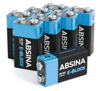 ABSINA 8X 9V Battery smoke alarm - Long-Lasting & Leakproof 9V batteries for Smoke Detectors & More - 9 Volt Batteries, square battery
