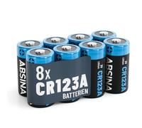 ABSINA 8X CR123A 3V Lithium Battery for Cameras and Much More - Leak Proof and Long Life CR123A Battery - CR123A Batteries with 1300mAh - CR123A Batteries 3V, 123 Batteries