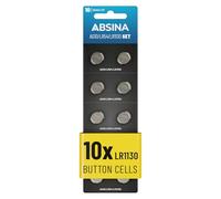 ABSINA AG10 LR1130 Battery 1.5V Alkaline Pack of 10 - LR 1130 Button Batteries Leak-Proof & Long-Lasting - LR54 / V10GA / RW49 / G10A / 189 / GP189 / L1130 / 89A