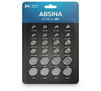 ABSINA button batteries mixed 24 pack Alkaline & Lithium - 2x AG1, AG3, CR2016, CR2025 / 4x AG4, AG10, AG13, CR2032-1.5V & 3V watch batteries assorted sizes - watch battery