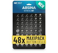 ABSINA Button Batteries Mixed Pack of 48 Alkaline & Lithium