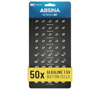 ABSINA Button Batteries Mixed Pack of 50 Alkaline 1.5V