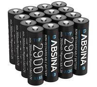 ABSINA rechargeable batteries AA 2900 16 Pack - NiMH AA rechargeable batteries with 1.2V & at least 2650mAh - Rechargeable battery AA for Wii & Xbox Controllers and more - AA akku