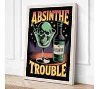 Absinthe Trouble Vintage Canvas Wall Art Print 24x16 Inch