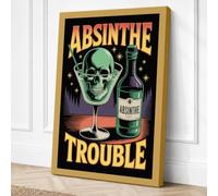 Absinthe Trouble Vintage Canvas Wall Art Print 24x16 Inch