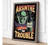 Absinthe Trouble Vintage Canvas Wall Art Print 30x20 Inch