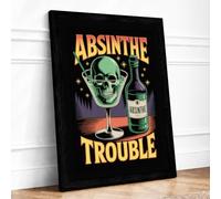 Absinthe Trouble Vintage Framed Wall Art Print A1 (84.1×59.4cm) Black,
