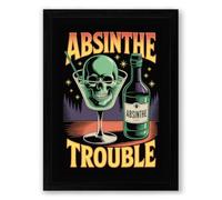 Absinthe Trouble Vintage Framed Wall Art Print A1 (84.1×59.4cm) Black, Wall Decor for Living Room, Bedroom, Office & Home, Ready to Hang, Art Gift