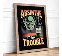 Absinthe Trouble Vintage Framed Wall Art Print A1 (84.1×59.4cm) Oak, Wall