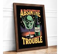 Absinthe Trouble Vintage Framed Wall Art Print A1 (84.1×59.4cm) Walnut,