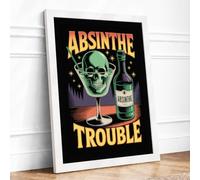 Absinthe Trouble Vintage Framed Wall Art Print A1 (84.1×59.4cm) White,