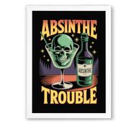 Absinthe Trouble Vintage Framed Wall Art Print A1 (84.1×59.4cm) White, Wall Decor for Living Room, Bedroom, Office & Home, Ready to Hang, Art Gift