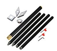ABSJDFD Carbide Tipped Wood Lathe Chisels Turning Tools Set Carbide Rougher Finisher Detailer Lathe Tools for Wood Turning Tools Wood Lathe Chisel Set with Diamond Shape, Round, Square Cutters