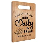 Absnfatu Christian Kitchen Decor, Give Us This Day Our Daily Bread Matthew 6:11 Bible Verse Cutting Board Chopping Board, Christian Religious Gifts for Women, Bamboo Cutting Boards for Kitchen