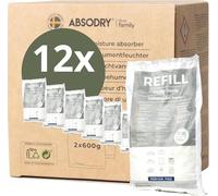 AbsoDry Duo Family - Dehumidifier Refill Pack 12 x 600 g - Compatible - Prevents Odour & Binds Moisture - Desiccant Bag with Granules for Room Dehumidifier - Dehumidifier Refill Pack