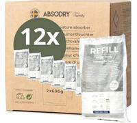 AbsoDry Duo Family - Dehumidifier Refill Pack 12 x 600 g - Compatible - Prevents Odour & Binds Moisture - Desiccant Bag with Granules for Room Dehumidifier - Dehumidifier Refill Pack