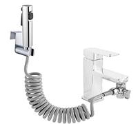 ABSOK Hand Held Bidet Sprayer Dual Jet Mode Nozzle ABS Plastic Baby Cloth Diaper Spray Set with Faucet Dispenser Spring Hose Wall Mount Bracket, Silver (t-40)