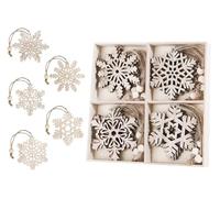 Absolove Rustic Wood Snowflakes - 20 PCS Wooden Tree Hanging Deco, 7.5CM/2.9IN Slices for DIY Christmas Decoration