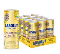 Absolut Passionfruit Martini Vodka Cocktail Cans - Pre-Mixed, Ready to Drink Fruity Sparkling Cocktail - Case of 12 x 250ml