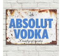 Absolut Swedish Vodka - Fun Vintage Style Tin Sign, Reproduction Retro, Pub Bar Kitchen Garden Bathroom, Home, Plaque, Funny Decorative Wall Art, 3 Sizes (A3)