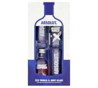 Absolut Vodka Gift Set - Contains 1x50ml Vanilla Vodka, 1x50ml Raspberry Vodka Miniatures, 40% ABV with 2 x Vodka Shots Glasses - Christmas Vodka Gifts, Stocking Filler, by Blue Tree Gifts