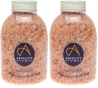 Absolute Aromas Lavender Bath Salts 625g - Natural Pink Himalayan Salt Infused with 100% Pure Lavender French Essential Oil - Relax and soak Tired Muscles (Pack of 2)