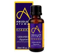 Absolute Aromas Organic Geranium Essential Oil 30ml - 100% Pure, Natural, Undiluted, Vegan and Cruelty-Free - for use in a Diffuser and Aromatherapy
