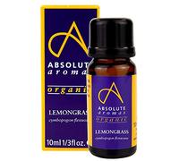 Absolute Aromas Organic Lemongrass Essential Oil 10ml - 100% Pure, Natural, Undiluted, Vegan and Cruelty-Free - for use in a Diffuser and Aromatherapy