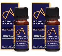 Absolute Aromas Organic Rosemary Essential Oil 10ml - 100% Pure, Natural and Certified Organic - for Aromatherapy, Diffusers, Hair and Skincare (Pack of 2)