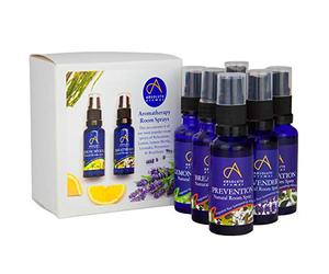 Absolute Aromas Popular Room Sprays Set - Multi Pack of 6 x 30ml - Includes Breatheasy, Lavender, Lemon, Lemon Myrtle, Prevention and Relaxation Spritzer Room Spray