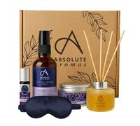 Absolute Aromas Sweet Dreams Sleep Gift Set - Goodnight Room Spray, Roller Ball, Epsom Bath Salts, Relaxation Reed Diffuser & Eye Mask - Natural Aromatherapy for Women & Men