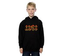 Absolute Cult AC/DC Boys Flames Logo Hoodie Black 12-13 years