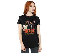 Absolute Cult ACDC Women's Highway to Hell Group Boyfriend Fit T-Shirt Black Medium