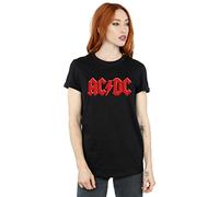 Absolute Cult ACDC Women's Red Logo Boyfriend Fit T-Shirt Black Large