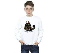 Absolute Cult Christmas Boys Pets Christmas Cat Merry Fluffmas Sweatshirt White 12-13 years