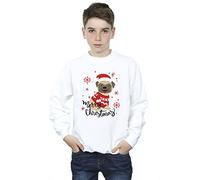 Absolute Cult Christmas Boys Pets Christmas Pug Merry Christmas Sweatshirt White 12-13 years