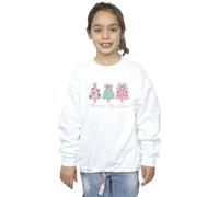 Absolute Cult Christmas Girls Merry Christmas Trees Sweatshirt White 7-8 Years