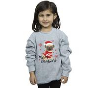 Absolute Cult Christmas Girls Pets Christmas Pug Merry Christmas Sweatshirt Sport Grey 12-13 Years