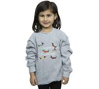Absolute Cult Christmas Girls Pets Christmas Sausage Dog Seasons Greetings Sweatshirt Sport Grey 12-13 Years
