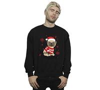 Absolute Cult Christmas Men's Pets Christmas Pug Merry Christmas Sweatshirt Black XX-Large