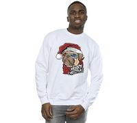 Absolute Cult Christmas Men's Pug Merry Christmas Sweatshirt White Large