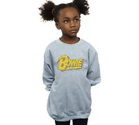 Absolute Cult David Bowie Girls Moonlight 90s Logo Sweatshirt Sport Grey 9-11 Years