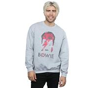Absolute Cult David Bowie Men's Aladdin Sane Distressed Sweatshirt Sport Grey Medium