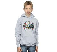 Absolute Cult DC Comics Boys Batman Comic Book Logo Hoodie Sport Grey 5-6 Years