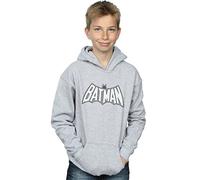 Absolute Cult DC Comics Boys Batman Retro Crackle Logo Hoodie Sport Grey 7-8 Years