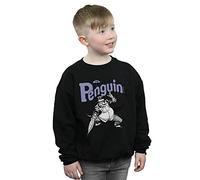 Absolute Cult DC Comics Boys Penguin Mono Action Pose Sweatshirt Black 5-6 Years