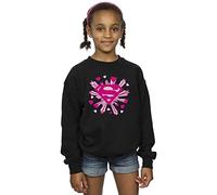 Absolute Cult DC Comics Girls Superman Pink Hearts And Stars Logo Sweatshirt Black 7-8 Years